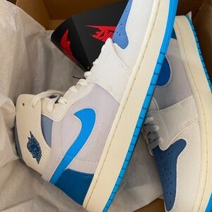 Blue and White High-Top Sneakers